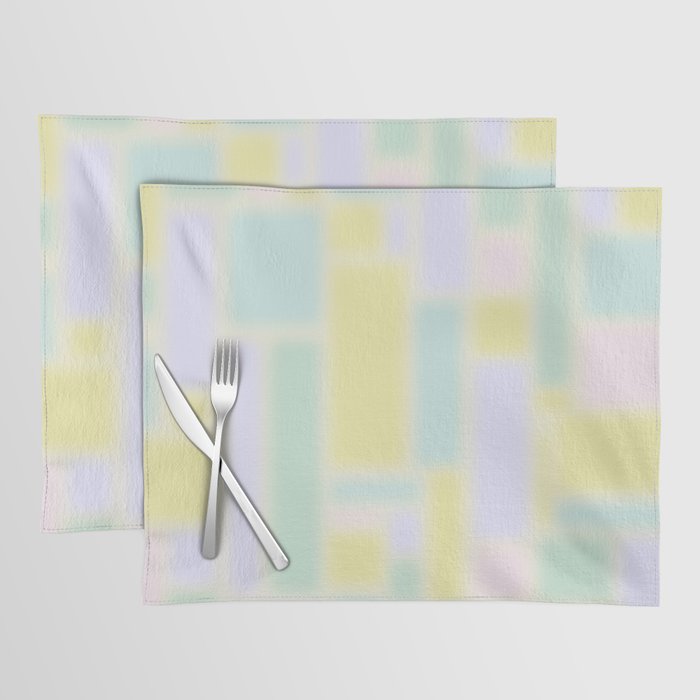 Pastel Fields Dreamy Light Minimal Abstract in Pale Pink Lavender Yellow Teal Tones Placemat Gallery Image 1
