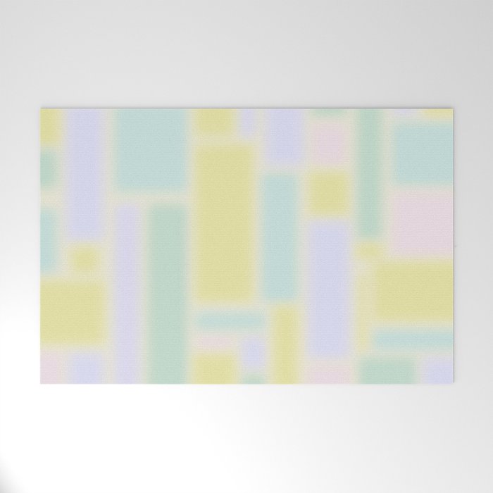 Pastel Fields Dreamy Light Minimal Abstract in Pale Pink Lavender Yellow Teal Tones Welcome Mat Gallery Image 1