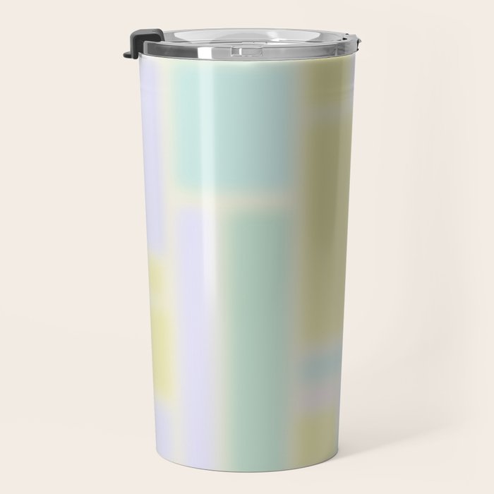 Pastel Fields Dreamy Light Minimal Abstract in Pale Pink Lavender Yellow Teal Tones Travel Mug Gallery Image 3