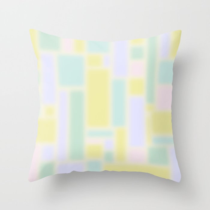 Pastel Fields Dreamy Light Minimal Abstract in Pale Pink Lavender Yellow Teal Tones Throw Pillow Gallery Image 1