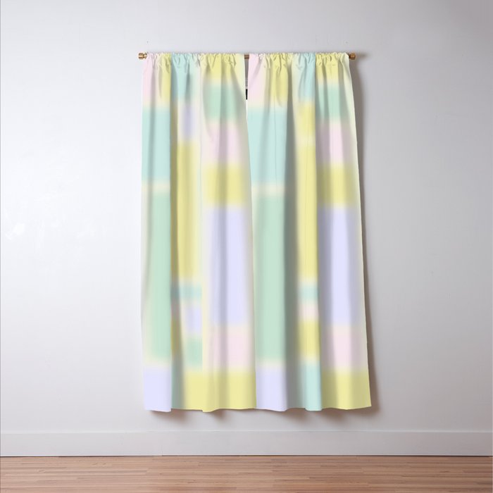 Pastel Fields Dreamy Light Minimal Abstract in Pale Pink Lavender Yellow Teal Tones Window Curtain Gallery Image 3