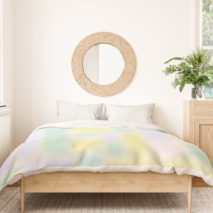 Pastel Fields Dreamy Light Minimal Abstract in Pale Pink Lavender Yellow Teal Tones Duvet Cover Gallery Image 3
