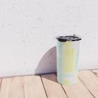 Pastel Fields Dreamy Light Minimal Abstract in Pale Pink Lavender Yellow Teal Tones Travel Mug Gallery Image 4