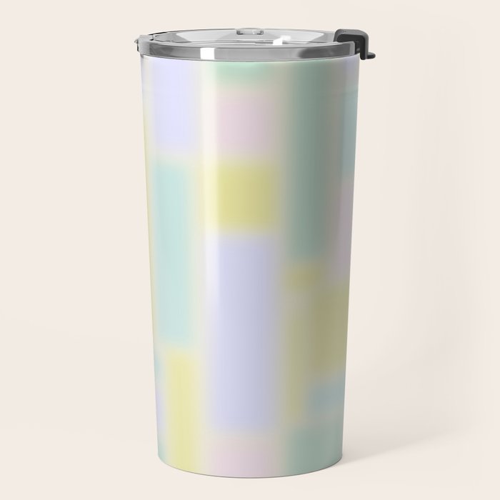 Pastel Fields Dreamy Light Minimal Abstract in Pale Pink Lavender Yellow Teal Tones Travel Mug Gallery Image 2