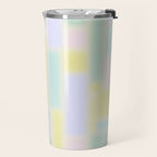Pastel Fields Dreamy Light Minimal Abstract in Pale Pink Lavender Yellow Teal Tones Travel Mug Gallery Image 2
