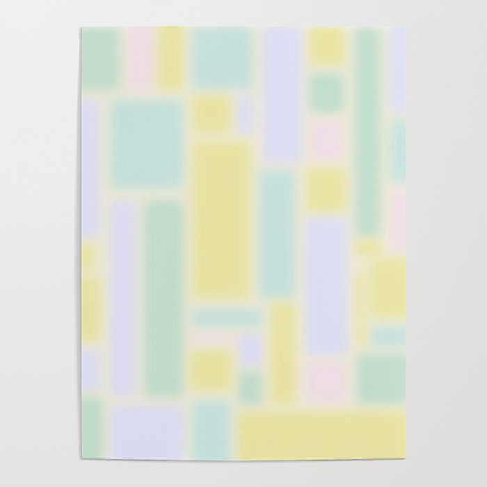 Pastel Fields Dreamy Light Minimal Abstract in Pale Pink Lavender Yellow Teal Tones Poster Gallery Image 4