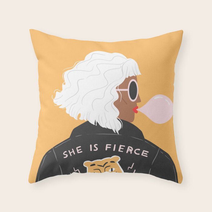 She Is Fierce Throw Pillow Gallery Image 1