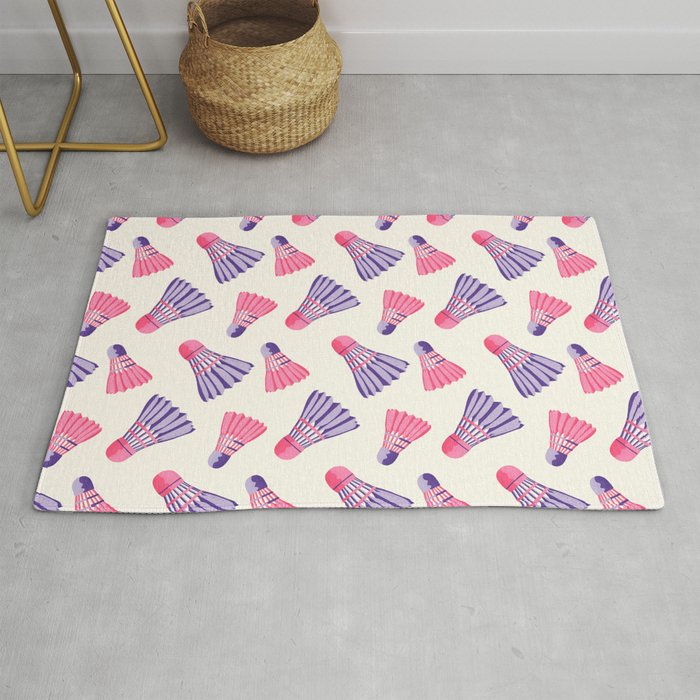 Pink and purple badminton birdies Rug