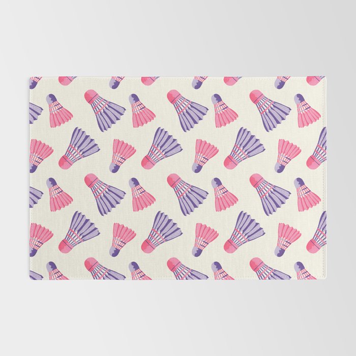 Pink and purple badminton birdies Rug Gallery Image 2