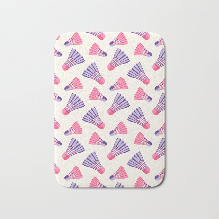 Pink and purple badminton birdies Bath Mat Gallery Image 1