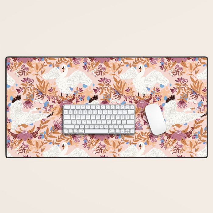 Elegant Swans in Bloom Desk Mat Gallery Image 1