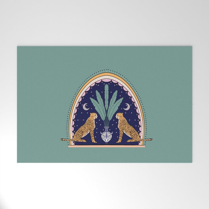 Modern cheetah couple in Middle East  Welcome Mat Gallery Image 1