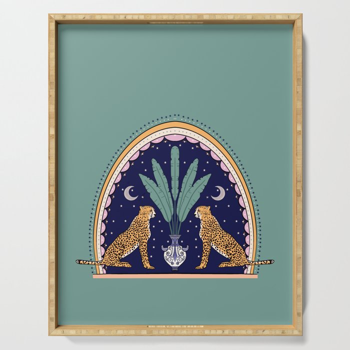 Modern cheetah couple in Middle East  Serving Tray Gallery Image 1