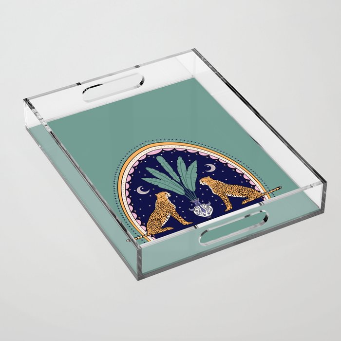 Modern cheetah couple in Middle East  Acrylic Tray Gallery Image 1