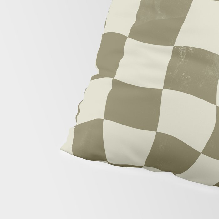Warped Checkerboard - Olive Green Pillow Sham Gallery Image 4