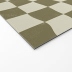 Warped Checkerboard - Olive Green Welcome Mat Gallery Image 2