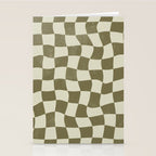 Warped Checkerboard - Olive Green Stationery Card Gallery Image 2