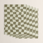 Warped Checkerboard - Olive Green Wrapping Paper Gallery Image 3