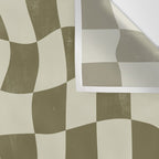 Warped Checkerboard - Olive Green Wall Tapestry Gallery Image 3