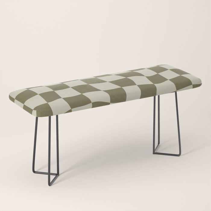 Warped Checkerboard - Olive Green Bench Gallery Image 1