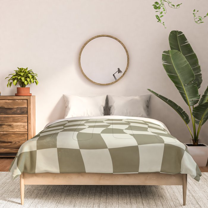 Warped Checkerboard - Olive Green Comforter Gallery Image 3