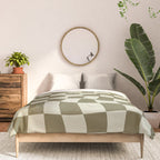 Warped Checkerboard - Olive Green Comforter Gallery Image 3