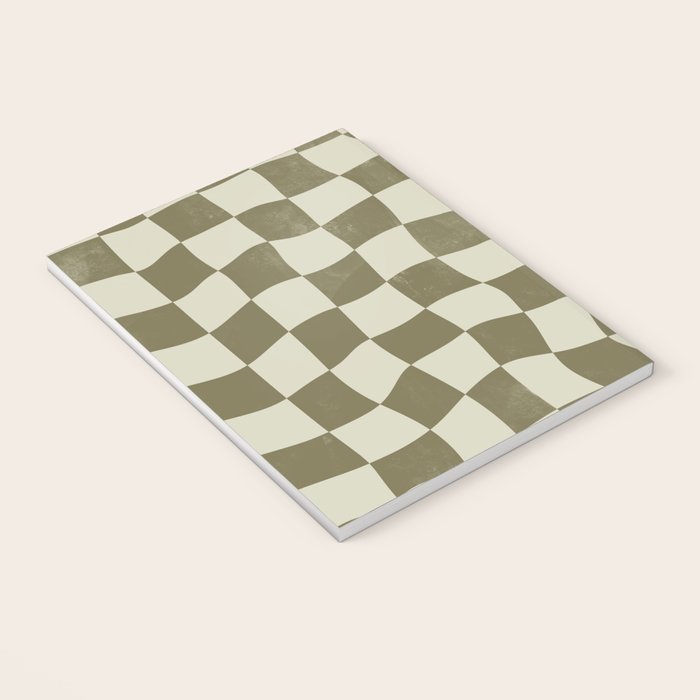 Warped Checkerboard - Olive Green Notebook Gallery Image 3