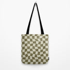 Warped Checkerboard - Olive Green Tote Bag Gallery Image 2