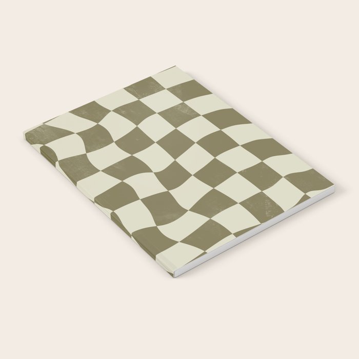 Warped Checkerboard - Olive Green Notebook Gallery Image 1