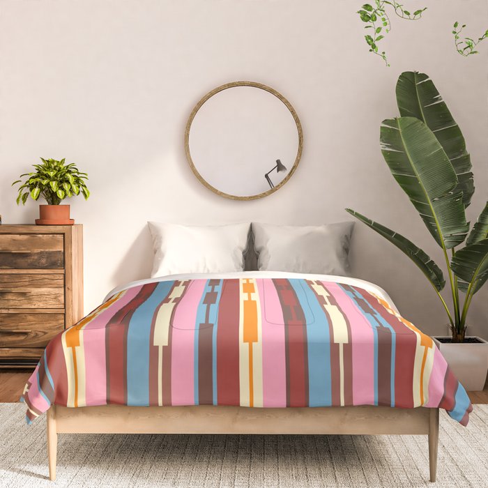 Eclectic Geo Chain Vertical Block Stripes Geometric Pattern Comforter Gallery Image 3