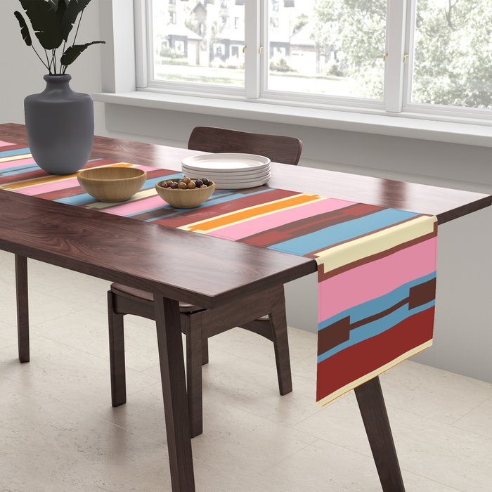 Eclectic Geo Chain Vertical Block Stripes Geometric Pattern Table Runner Gallery Image 2