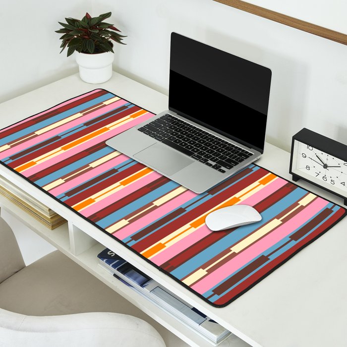 Eclectic Geo Chain Vertical Block Stripes Geometric Pattern Desk Mat Gallery Image 2