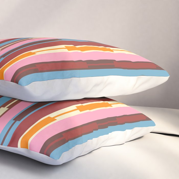 Eclectic Geo Chain Vertical Block Stripes Geometric Pattern Pillow Sham Gallery Image 3