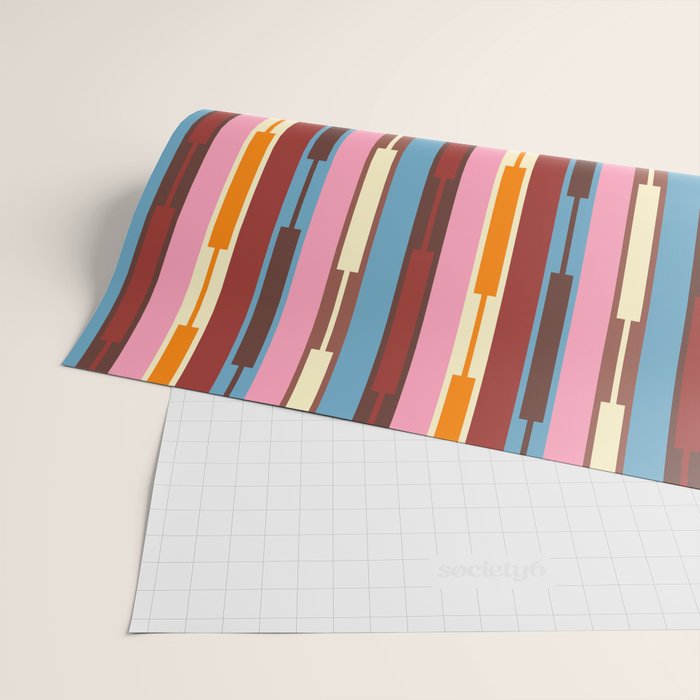 Eclectic Geo Chain Vertical Block Stripes Geometric Pattern Wrapping Paper Gallery Image 2