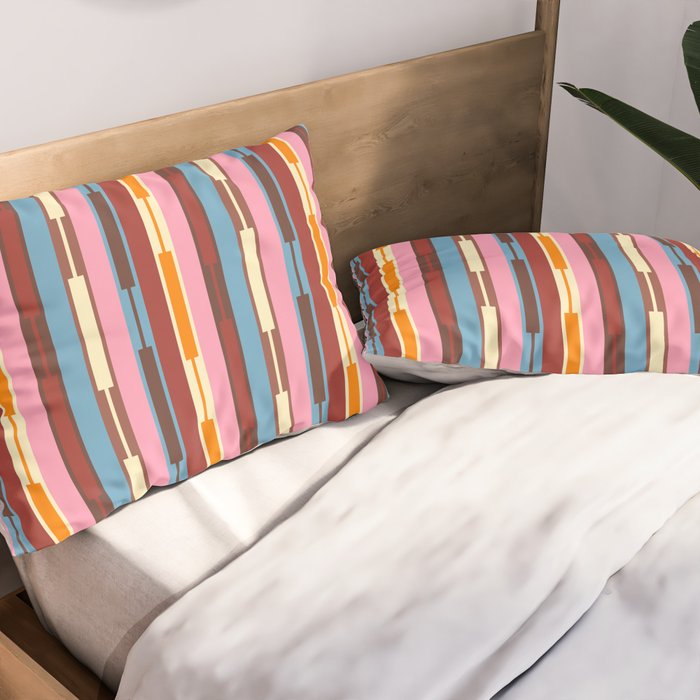 Eclectic Geo Chain Vertical Block Stripes Geometric Pattern Pillow Sham Gallery Image 2
