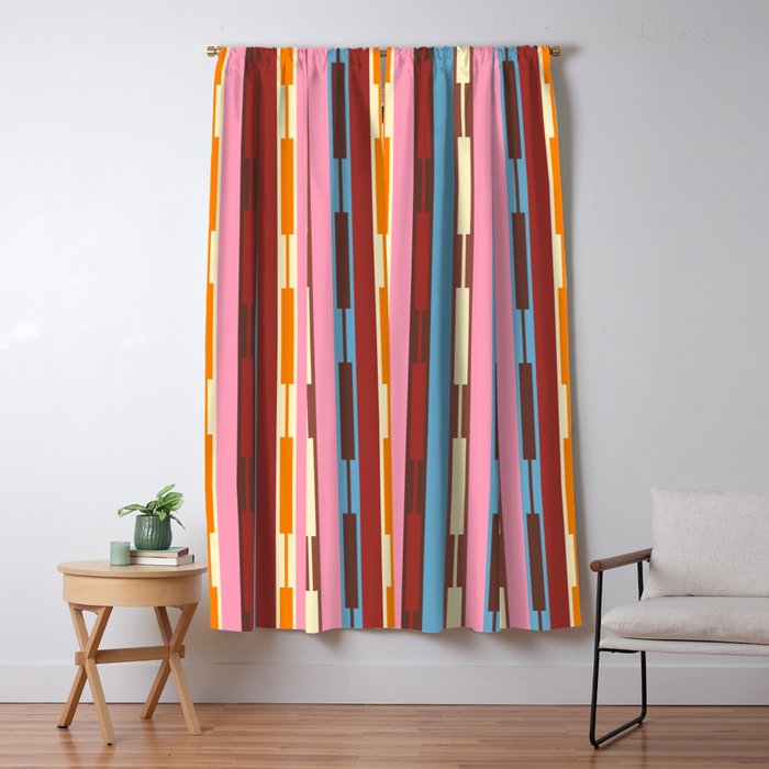 Eclectic Geo Chain Vertical Block Stripes Geometric Pattern Window Curtain Gallery Image 5
