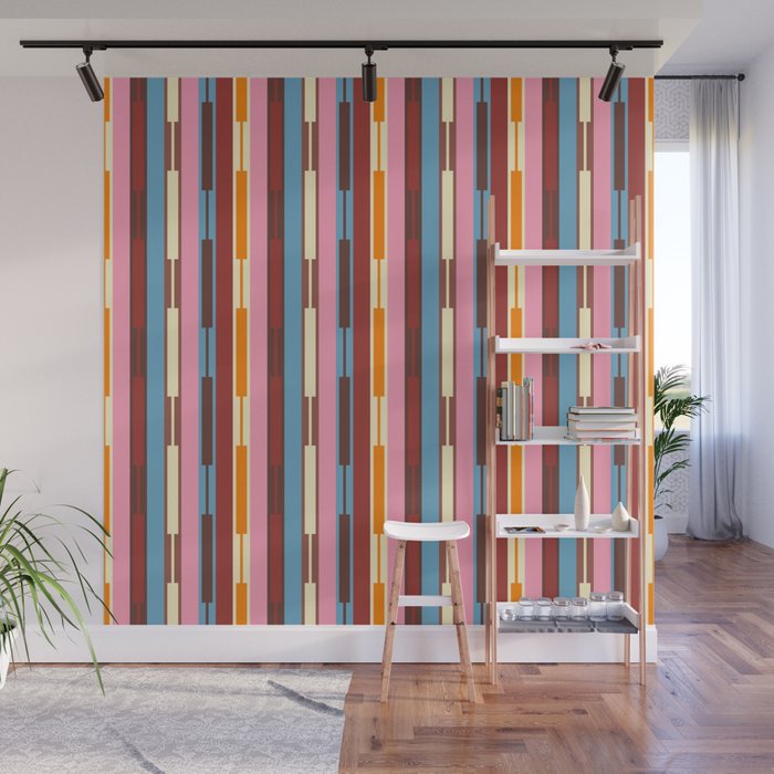 Eclectic Geo Chain Vertical Block Stripes Geometric Pattern Wall Mural Gallery Image 1