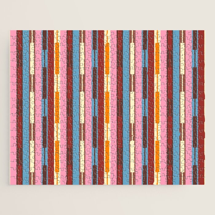 Eclectic Geo Chain Vertical Block Stripes Geometric Pattern Jigsaw Puzzle Gallery Image 1