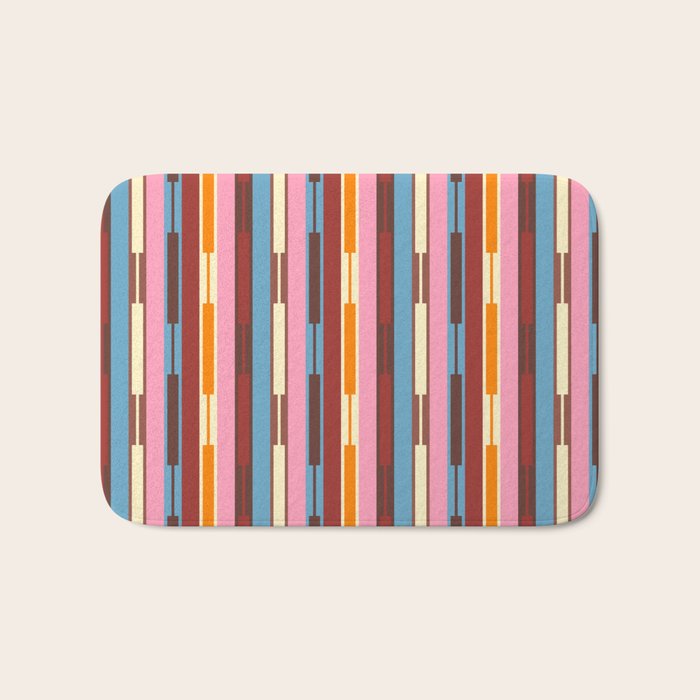 Eclectic Geo Chain Vertical Block Stripes Geometric Pattern Bath Mat Gallery Image 1