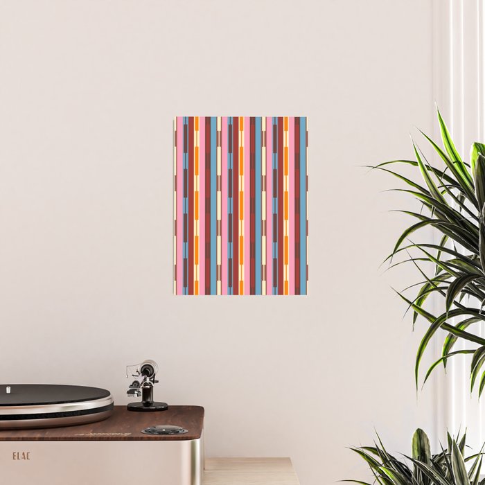 Eclectic Geo Chain Vertical Block Stripes Geometric Pattern Poster Gallery Image 2