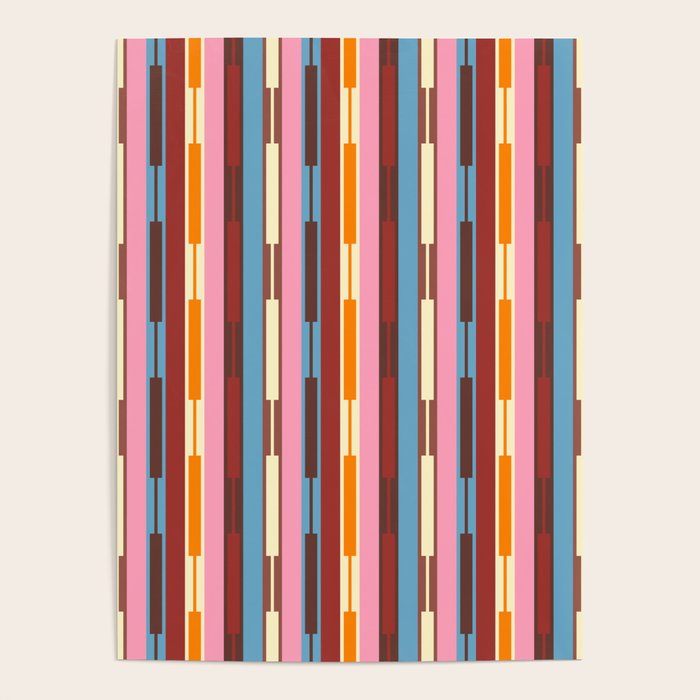 Eclectic Geo Chain Vertical Block Stripes Geometric Pattern Poster Gallery Image 1