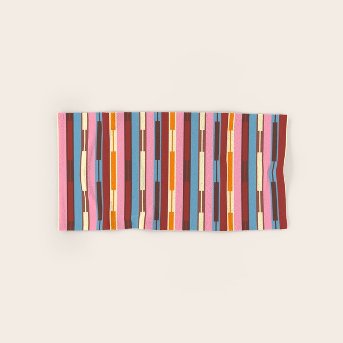 Eclectic Geo Chain Vertical Block Stripes Geometric Pattern Bath Towel Gallery Image 1