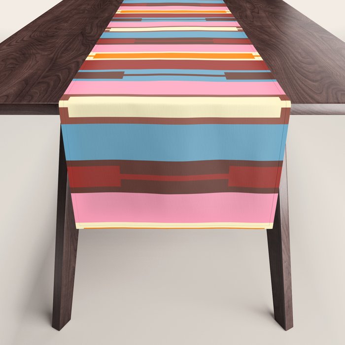 Eclectic Geo Chain Vertical Block Stripes Geometric Pattern Table Runner Gallery Image 1