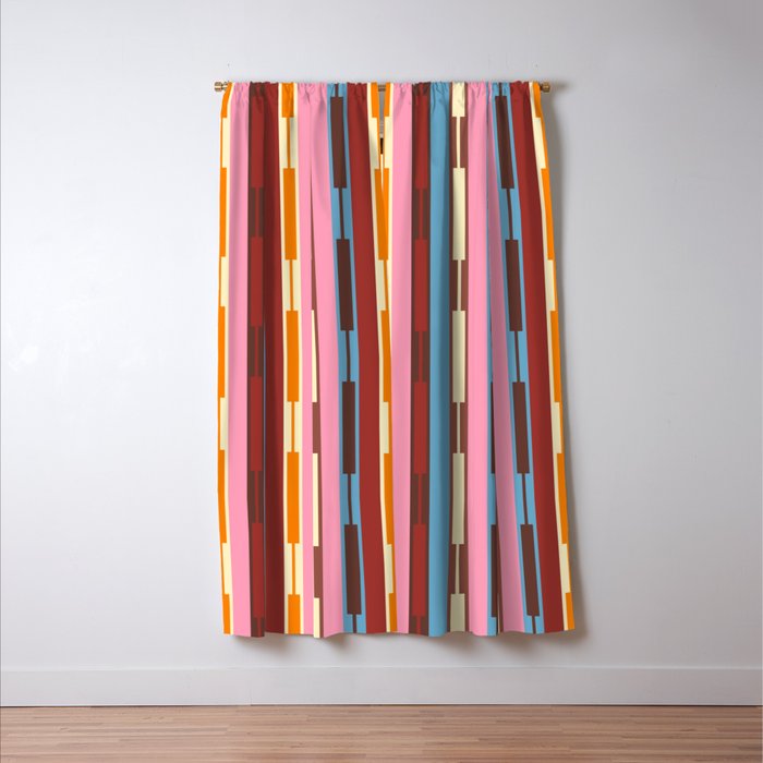 Eclectic Geo Chain Vertical Block Stripes Geometric Pattern Window Curtain Gallery Image 3