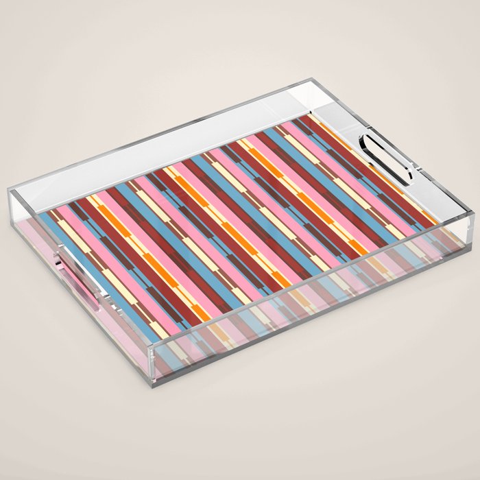 Eclectic Geo Chain Vertical Block Stripes Geometric Pattern Acrylic Tray Gallery Image 1