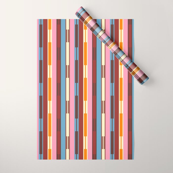 Eclectic Geo Chain Vertical Block Stripes Geometric Pattern Wrapping Paper Gallery Image 1