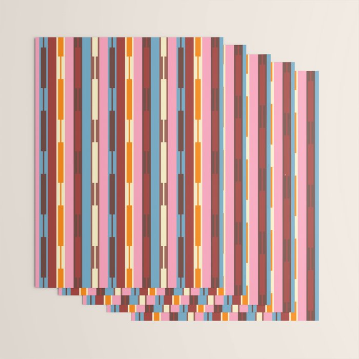 Eclectic Geo Chain Vertical Block Stripes Geometric Pattern Wrapping Paper Gallery Image 3