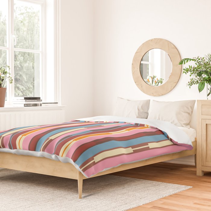 Eclectic Geo Chain Vertical Block Stripes Geometric Pattern Duvet Cover Gallery Image 2
