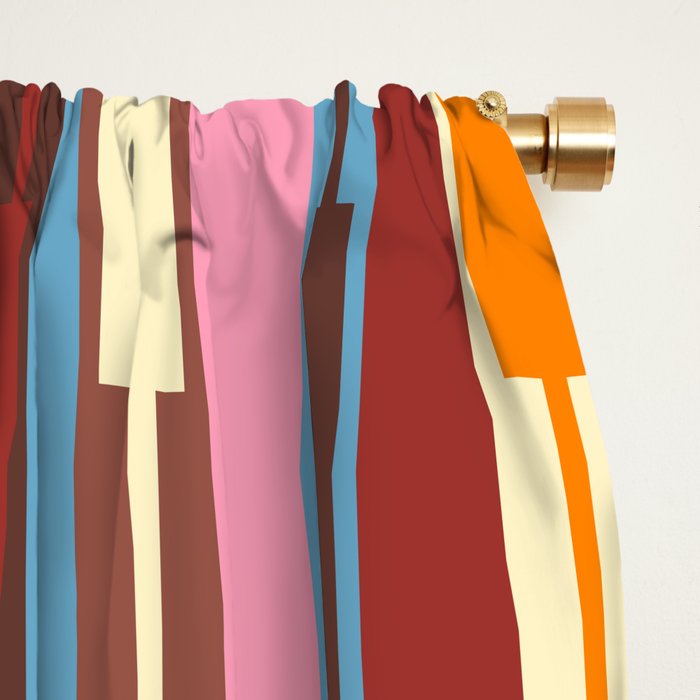 Eclectic Geo Chain Vertical Block Stripes Geometric Pattern Window Curtain Gallery Image 2