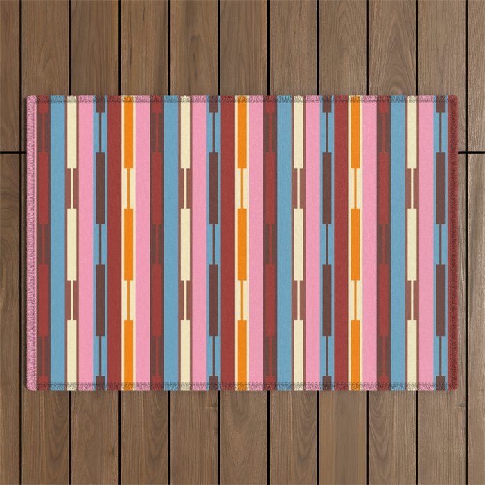 Eclectic Geo Chain Vertical Block Stripes Geometric Pattern Outdoor Rug Gallery Image 1